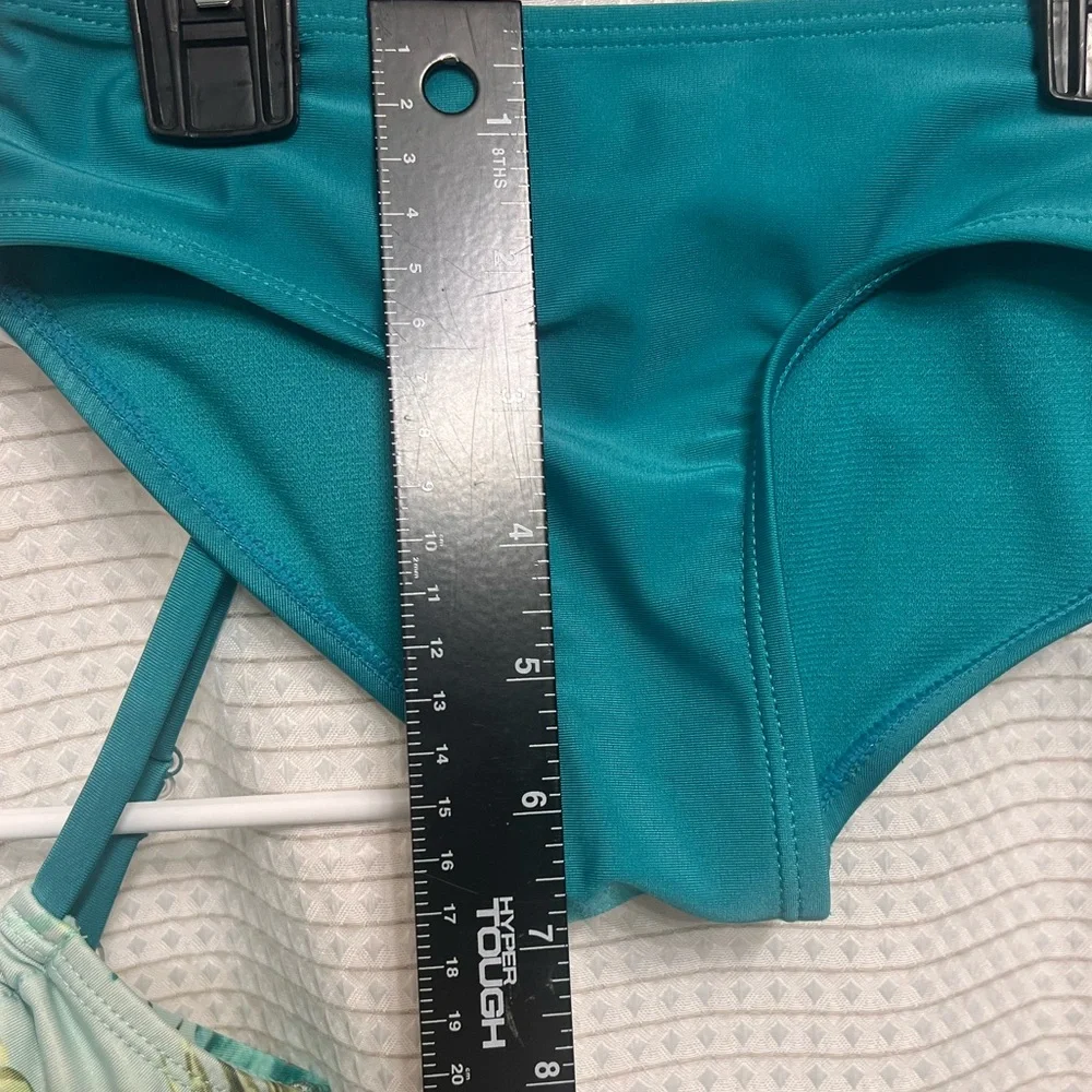 Justice Girls Teal Tropical Ruffle Tankini Swimsuit 2-Piece Small (Tag Removed)